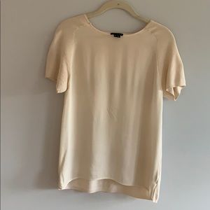 Off white Theory silk blouse with knit back